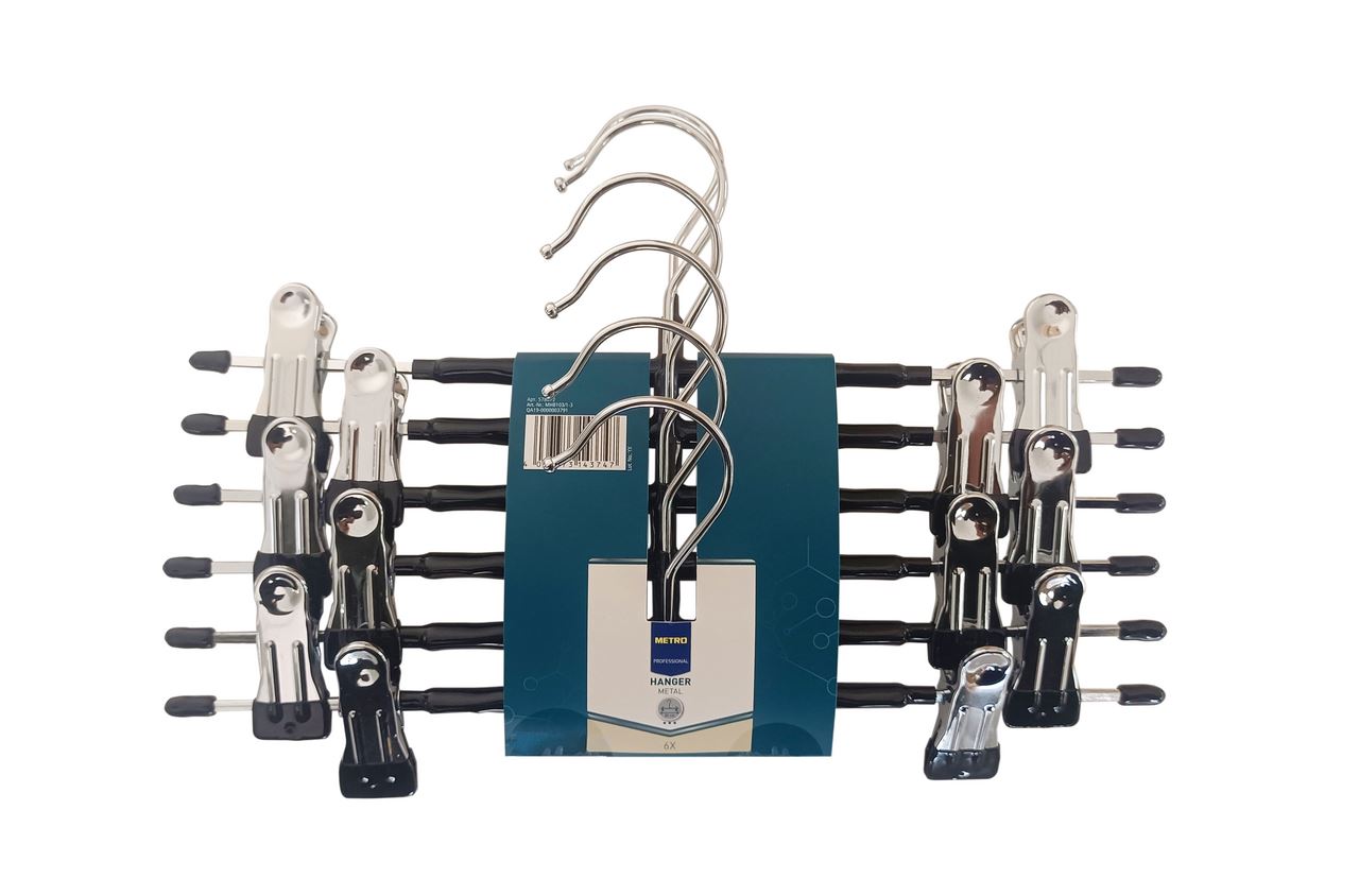 METRO PROFESSIONAL Clothing Hanger Metal Pants/Skirt 6 pieces