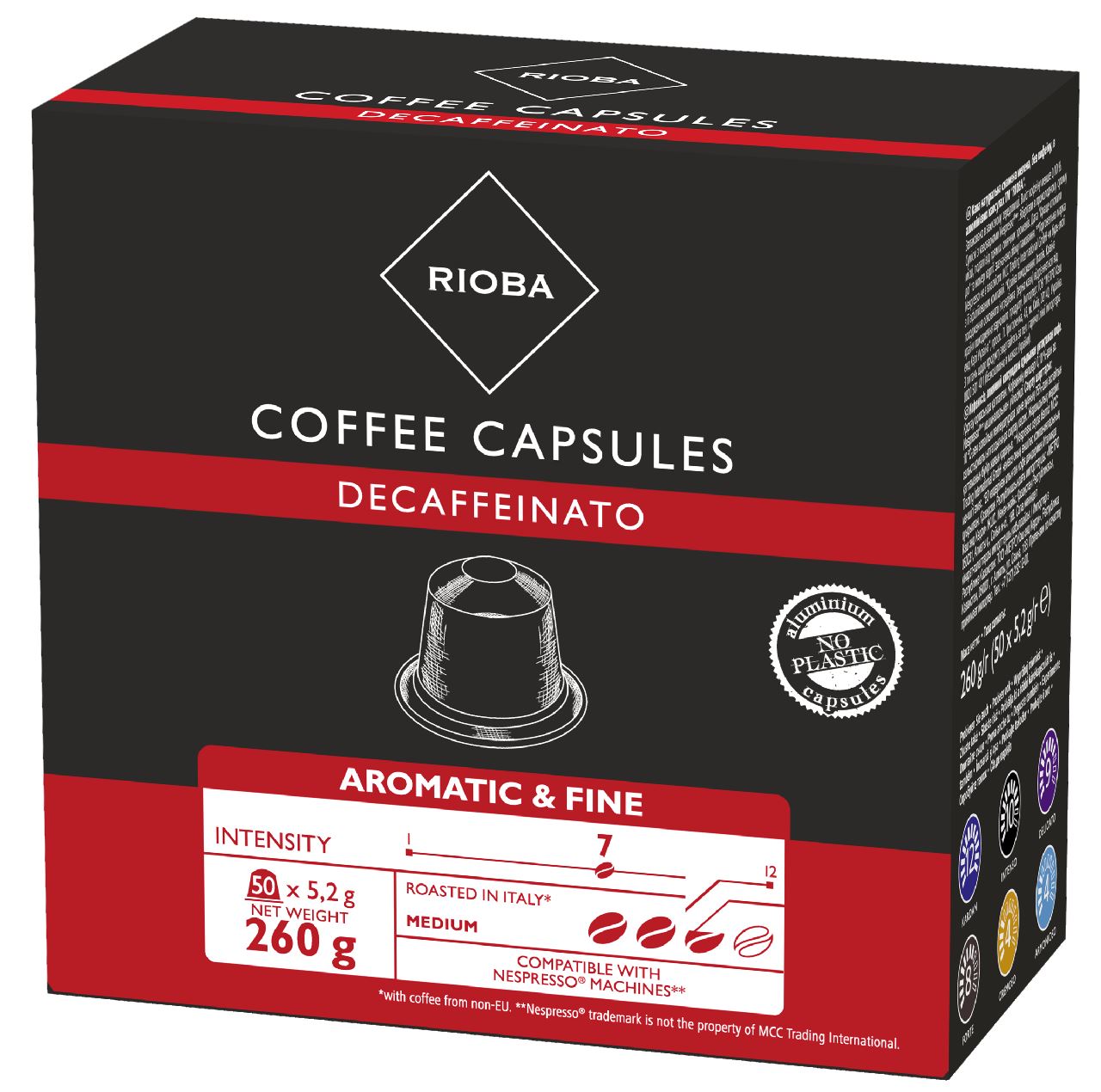 RIOBA Nespresso Decaffeinato 50 pieces 260 g