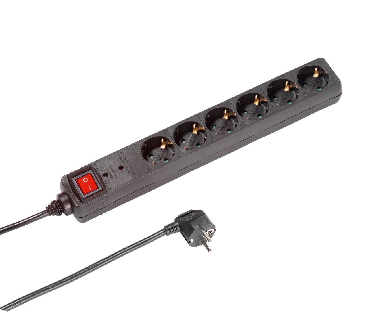 aro Power strip 6 black with switch