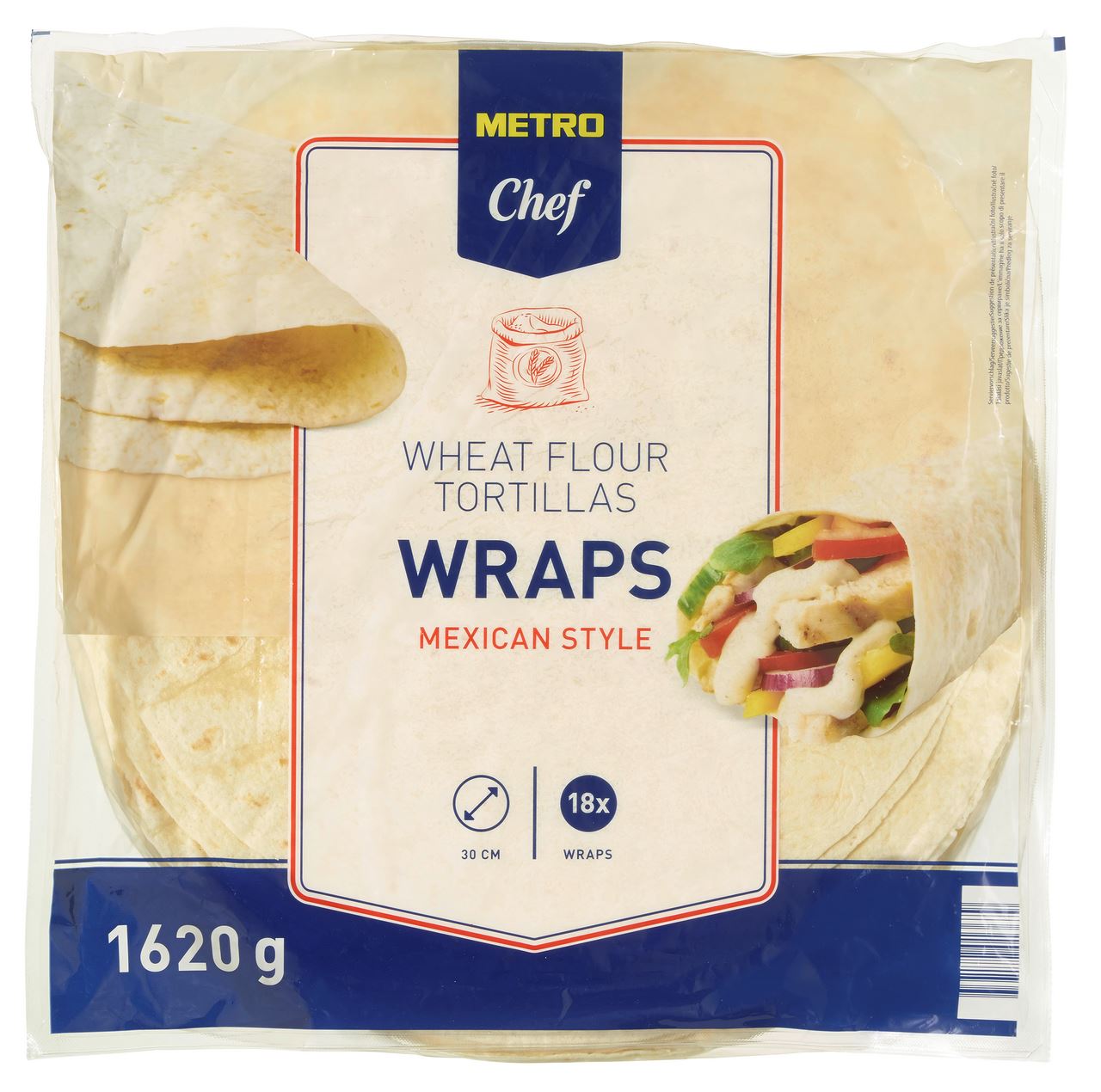 Tortilla wrap 30 cm 18 pieces 1.62 kg