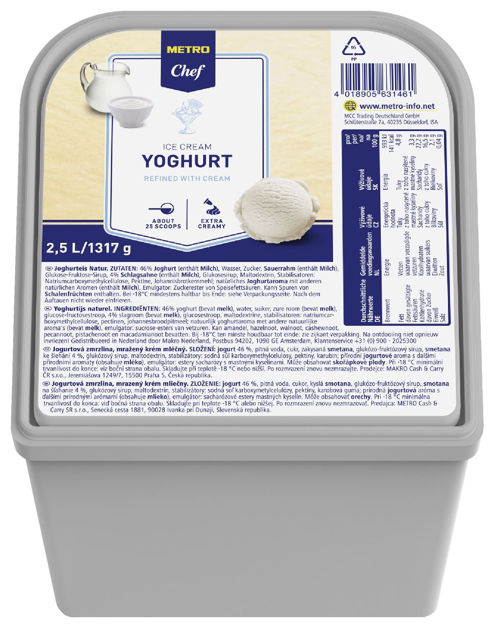 Yoghurt ice cream Natural 2.5 l