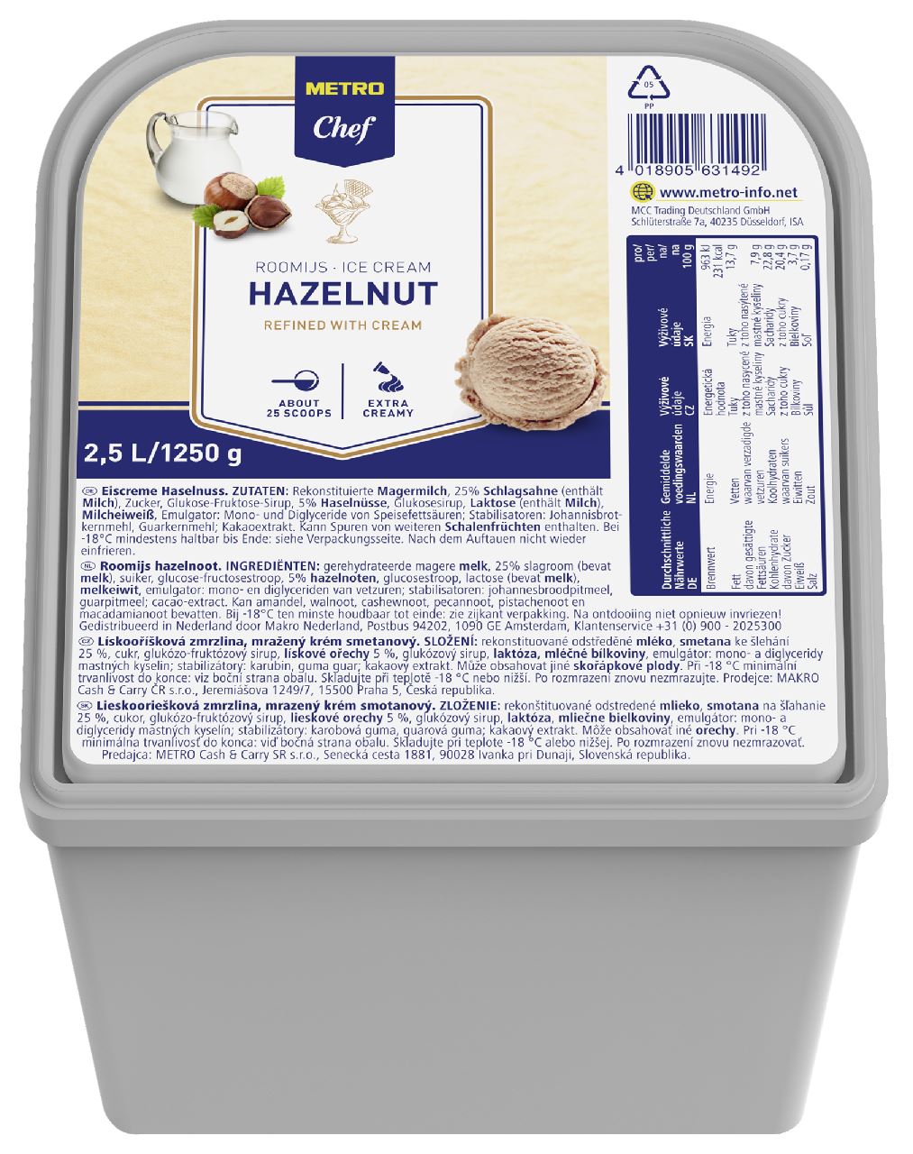 Ice cream Hazelnut 2.5 l