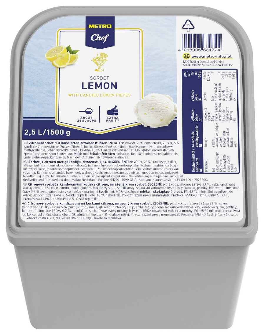 Sorbet ice cream Lemon 2.5 l