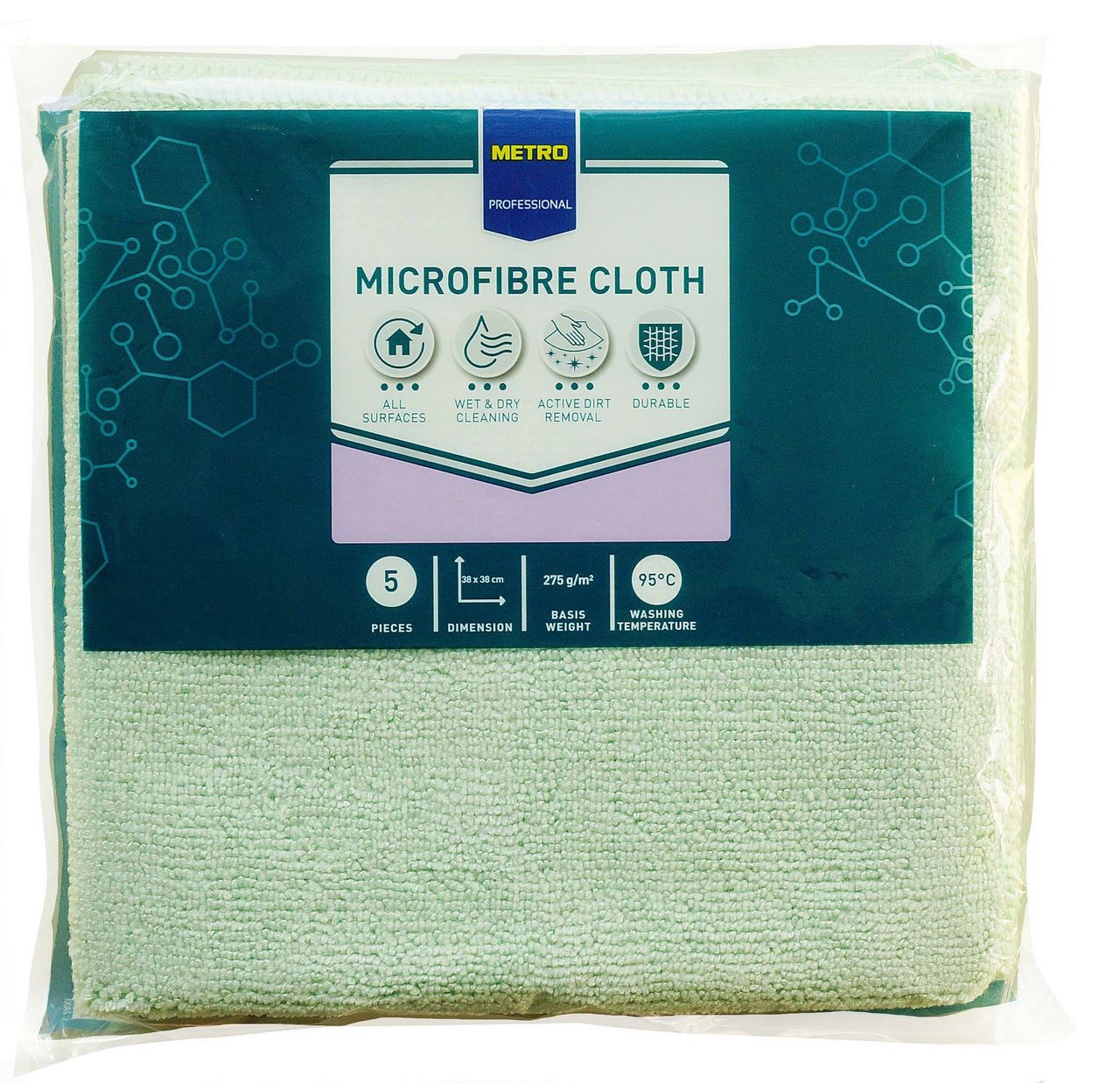 METRO PROFESSIONAL Microfibre cloth green 5 pieces