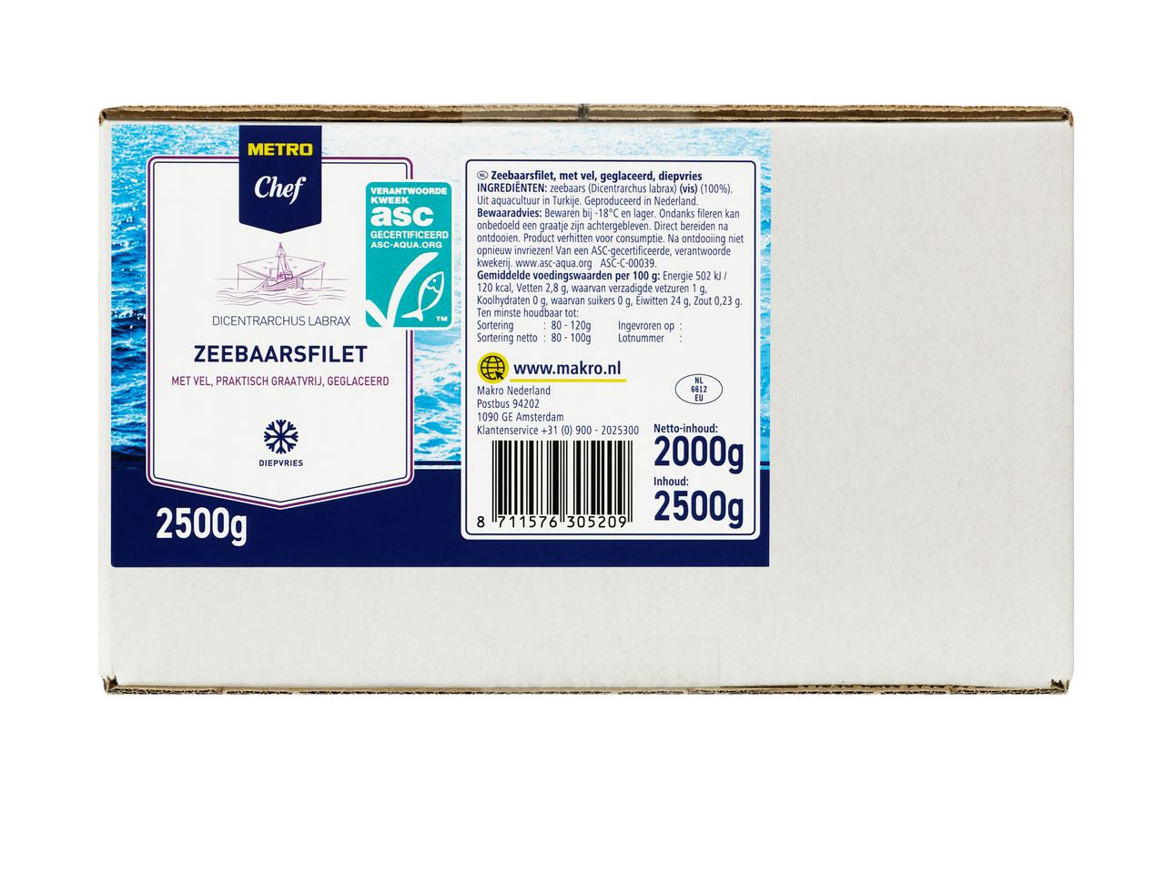 Sea bass fillet 80-120 g ASC 2.5 kg