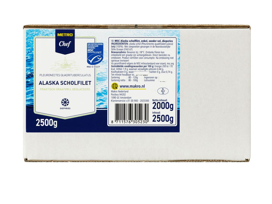 Plaice fillet Alaska without skin MSC 2.5 kg