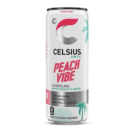 CELSIUS Peach Vibe Can 12 x 25 cl