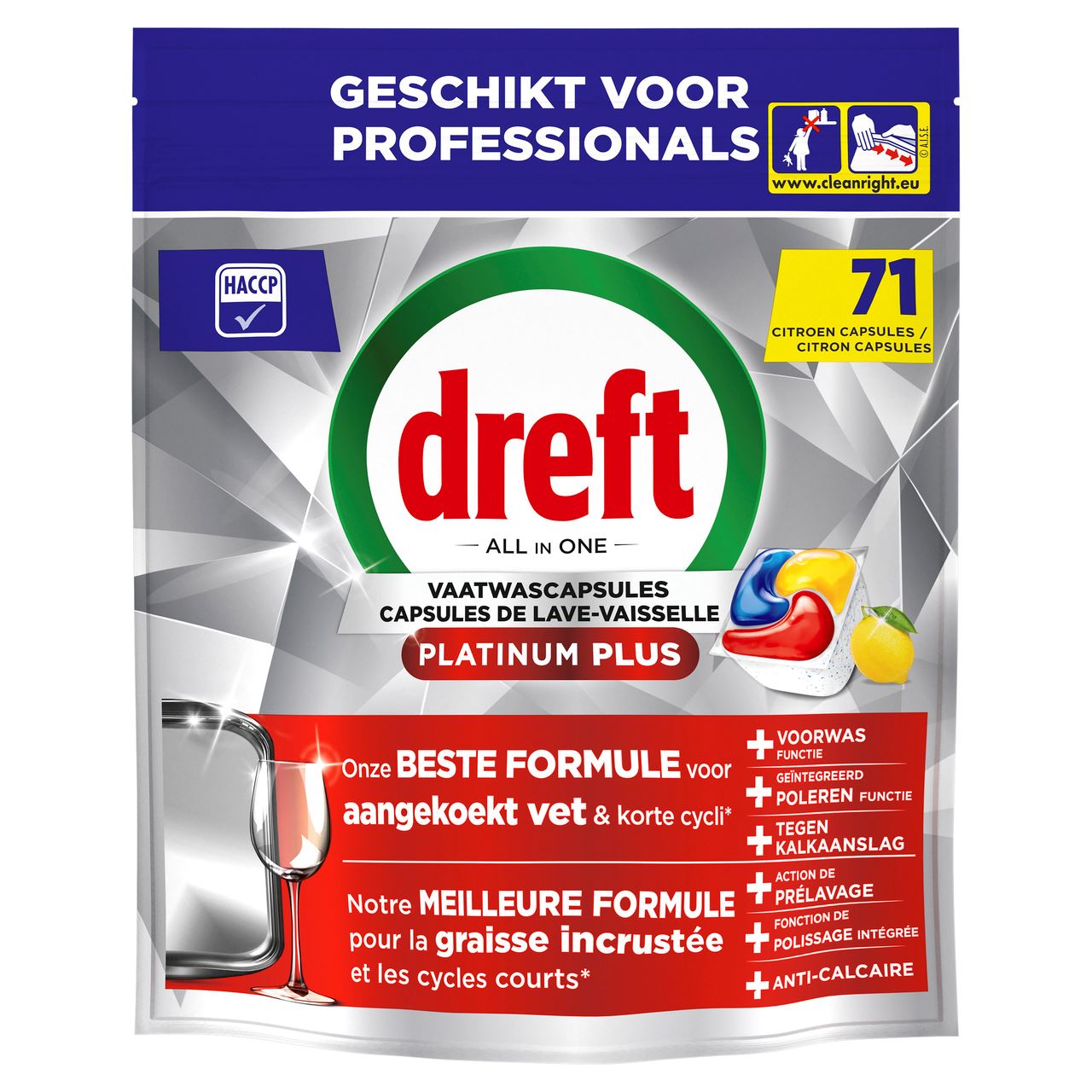 dreft Professional Platinum Lemon Dishwasher tablets 71 pieces