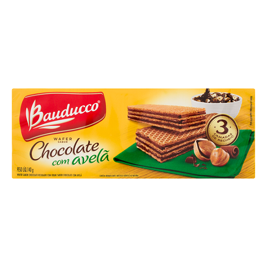 Biscoito Wafer Chocolate com Avelã 140g - Bauducco
